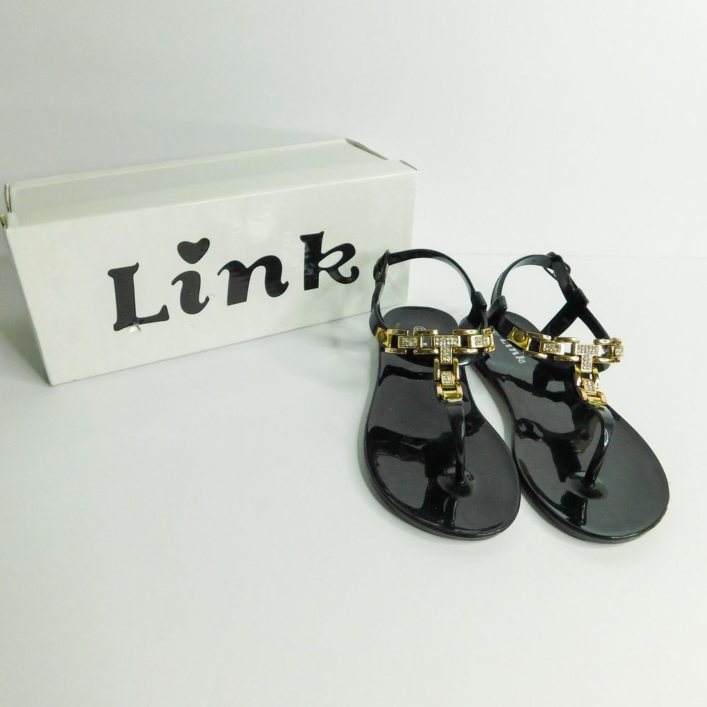 Link Black Jelly Thong Girls Sandals